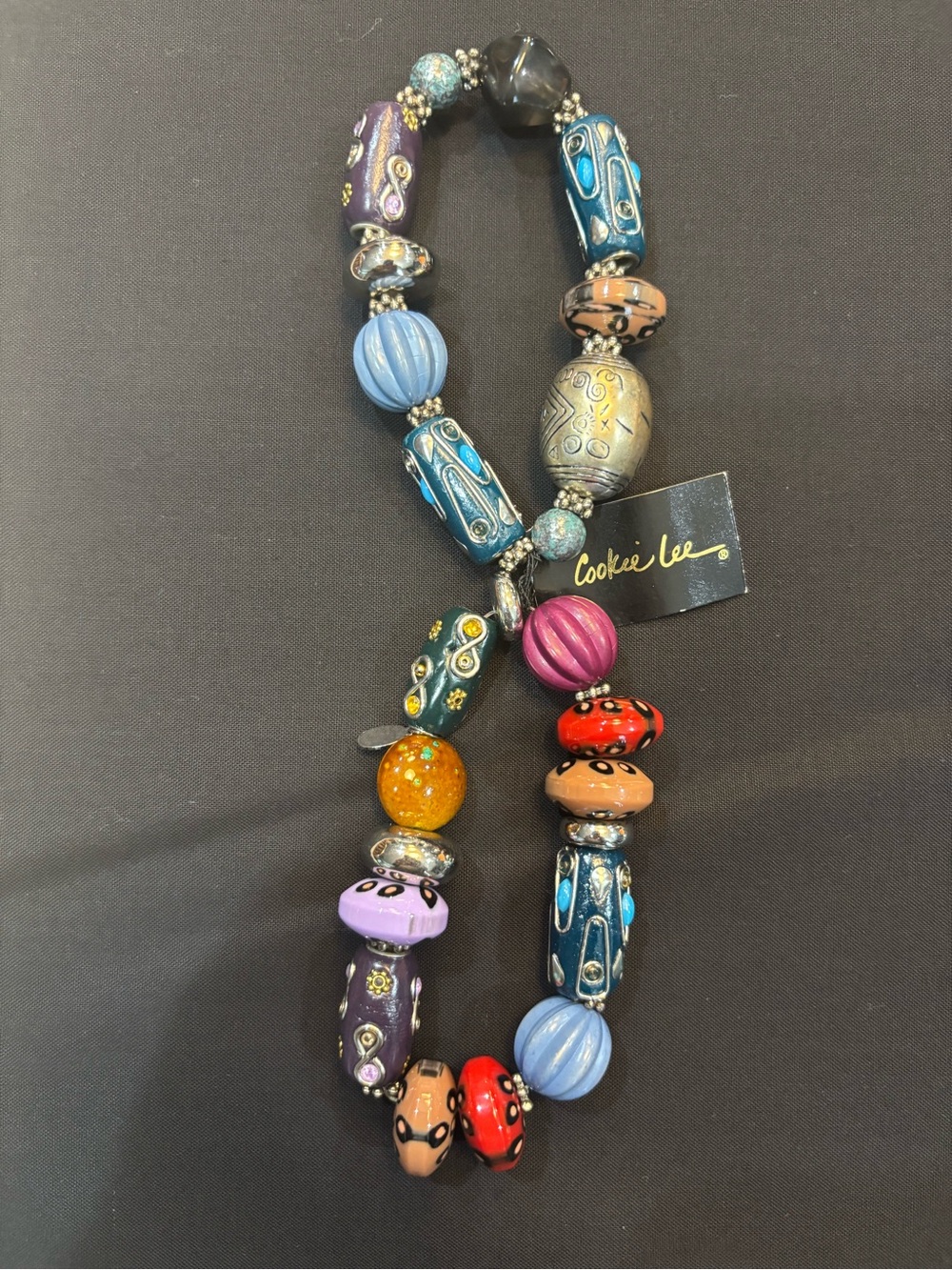 Cookie Lee Multicolor Beaded Statement double bracelet - Vibrant Mixed Colors